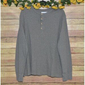 Goodfellow & Co Standard Waffle Knit Henley Shirt Men's XL Long Sleeve Gray